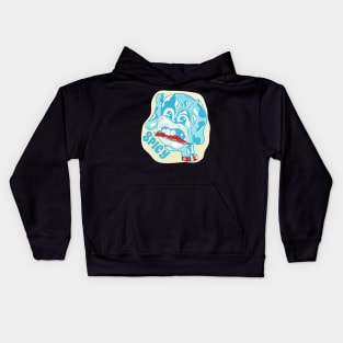 Blue Dog Eating a hot chili pepper Kids Hoodie